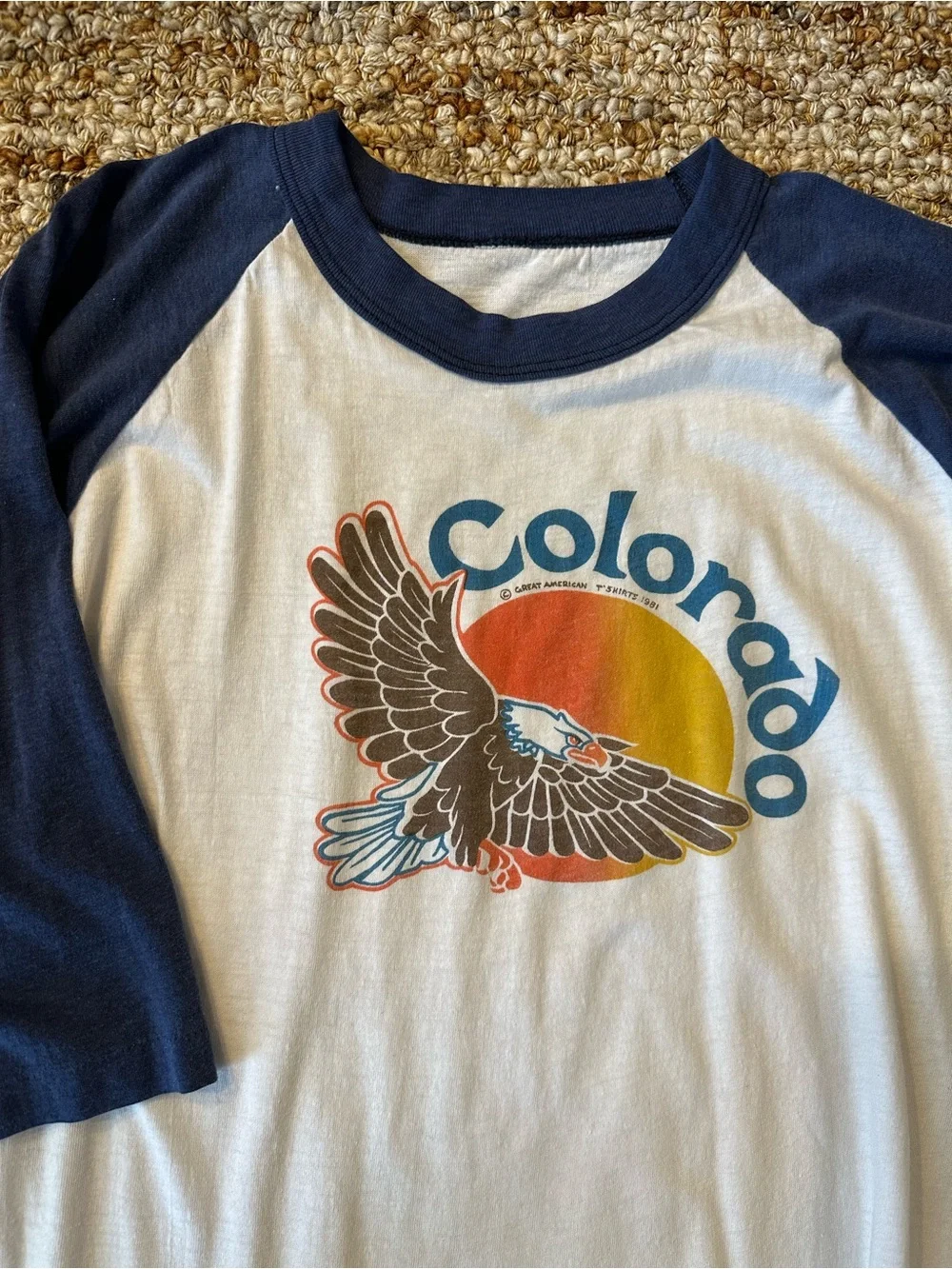 VINTAGE 1981 Colorado Eagle Raglan Men’s Tee - Navy/White